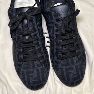Fendi Black and Gray Logo Sneakers